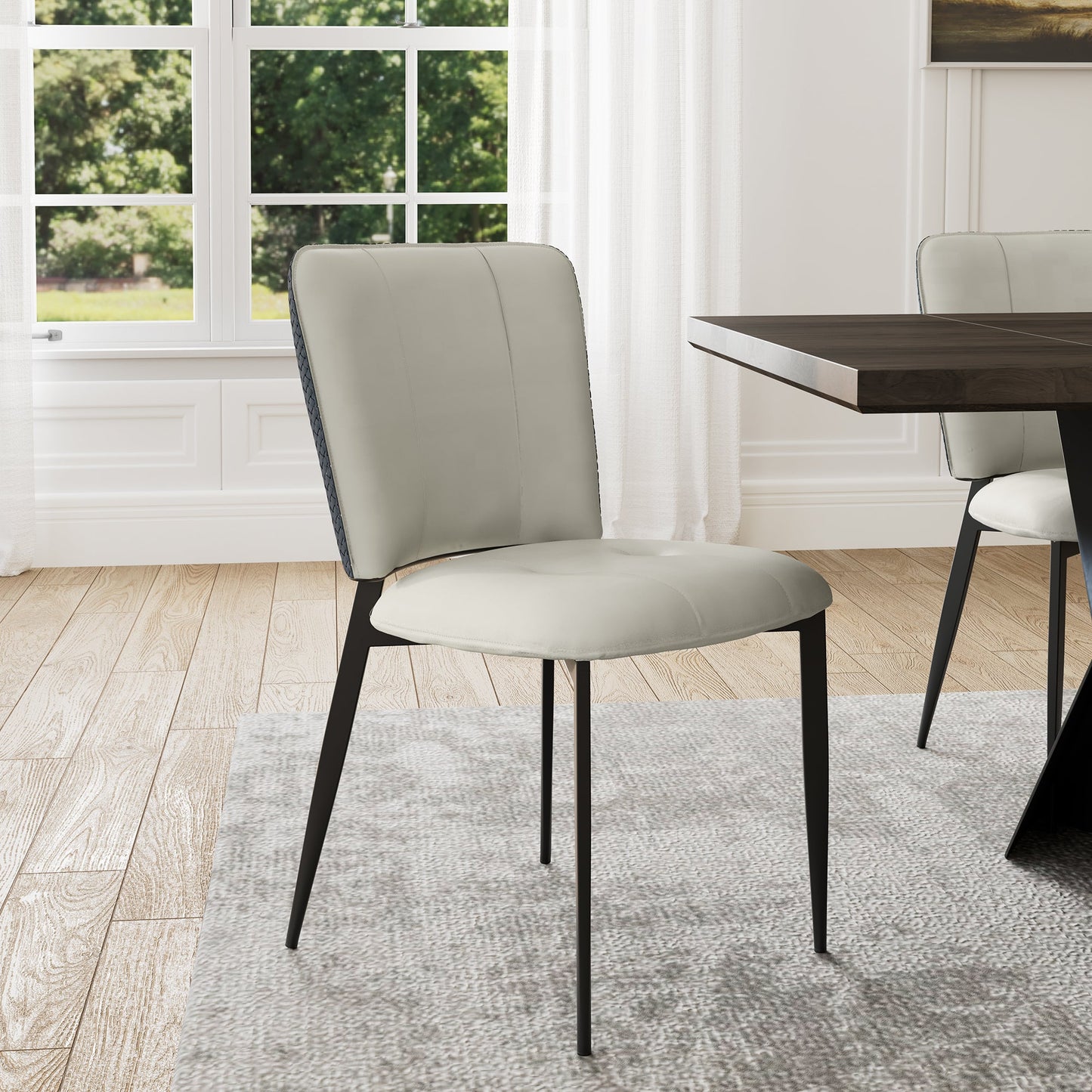 Aspen, Upholstered Dining Side Chairs Set of 2,  Indigo Blue& Off-White