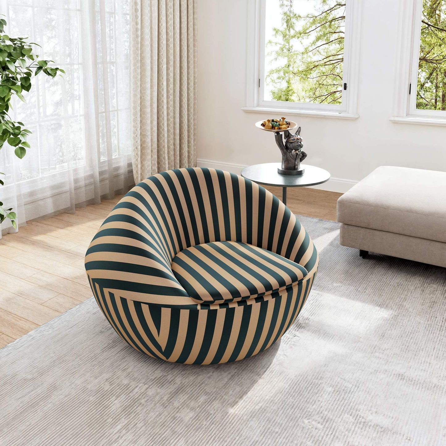 Lounge Chair-Red Yellow & Blue Yellow Stripe