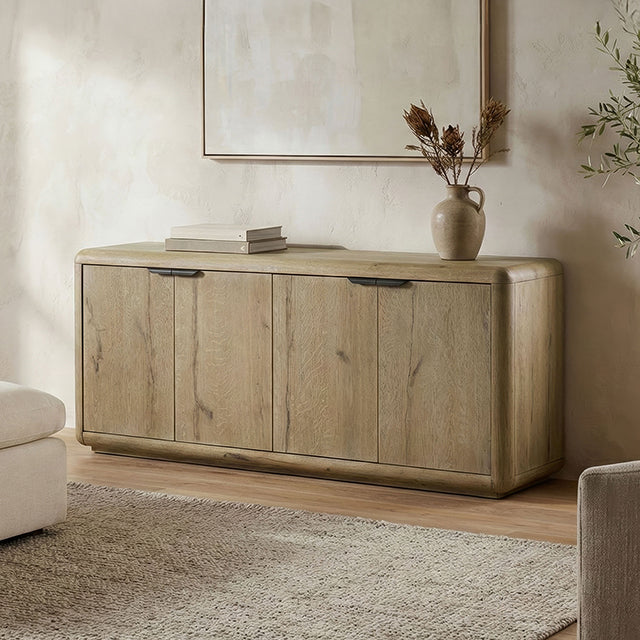 Solenne Arc TV Console Knotty Grained Oak