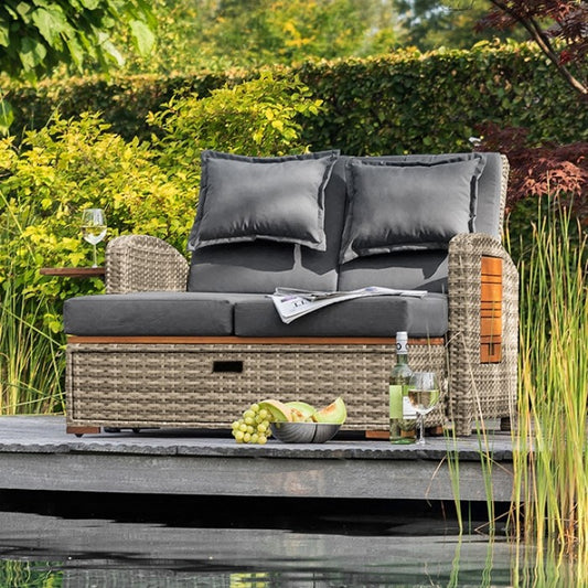 Bahia Tobago Reclining Chaise Lounge Outdoor Sofa Brown Wicker