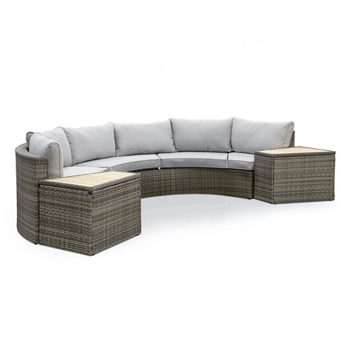Barbuda 6 Pc. Sectional Sofa w/ 2 End Tables Outdoor Sofa Gray