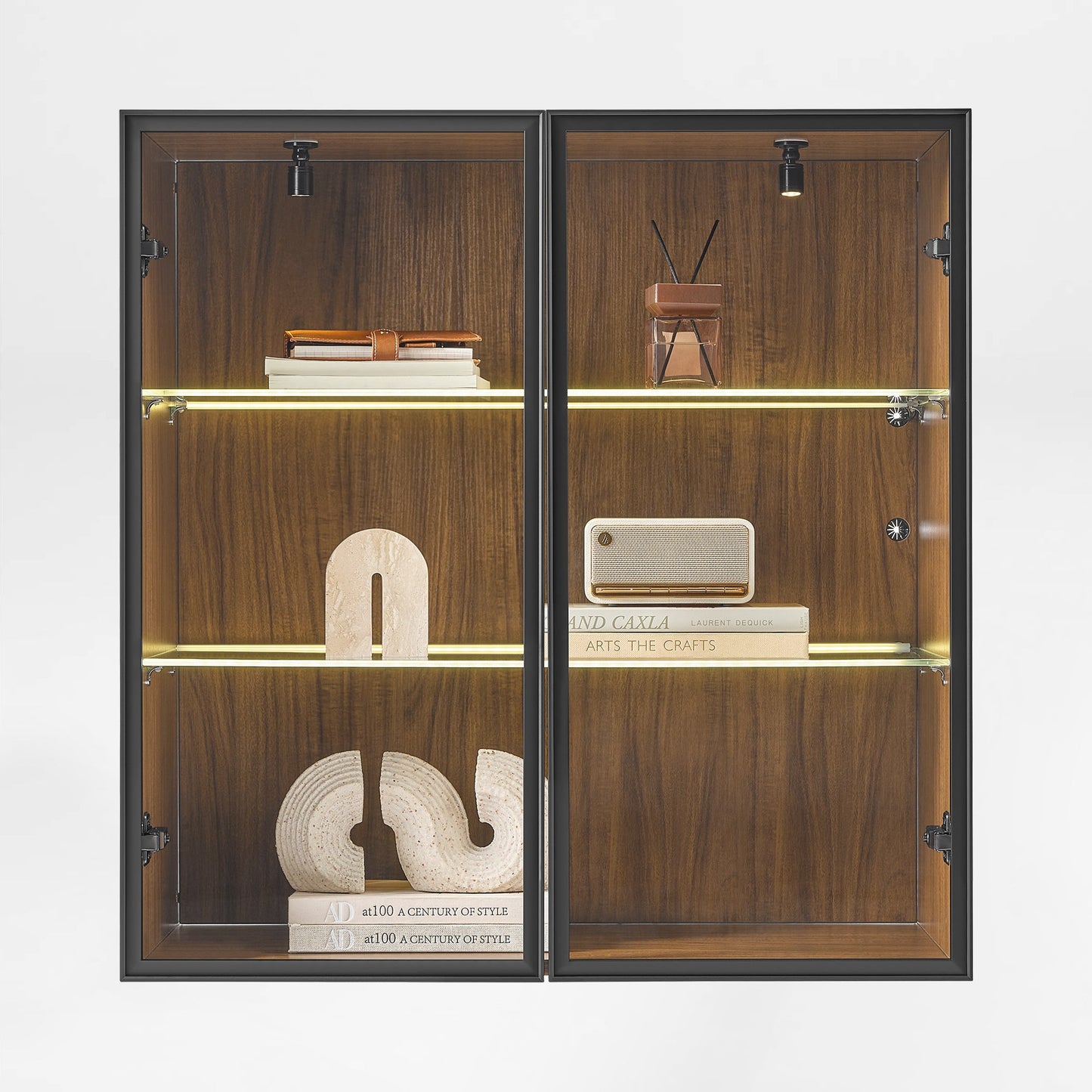 32" Wall Mounted Curio Cabinet with Glass Doors