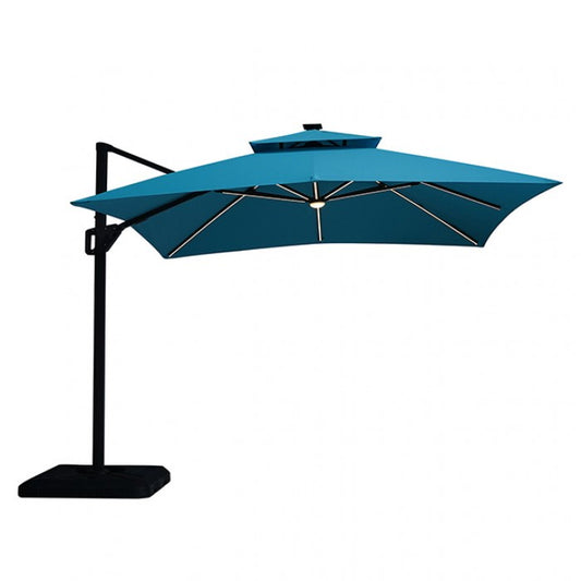 Aurora 10 Ft Square Umbrella w/ Double Top w/ LED Umbrella Teal