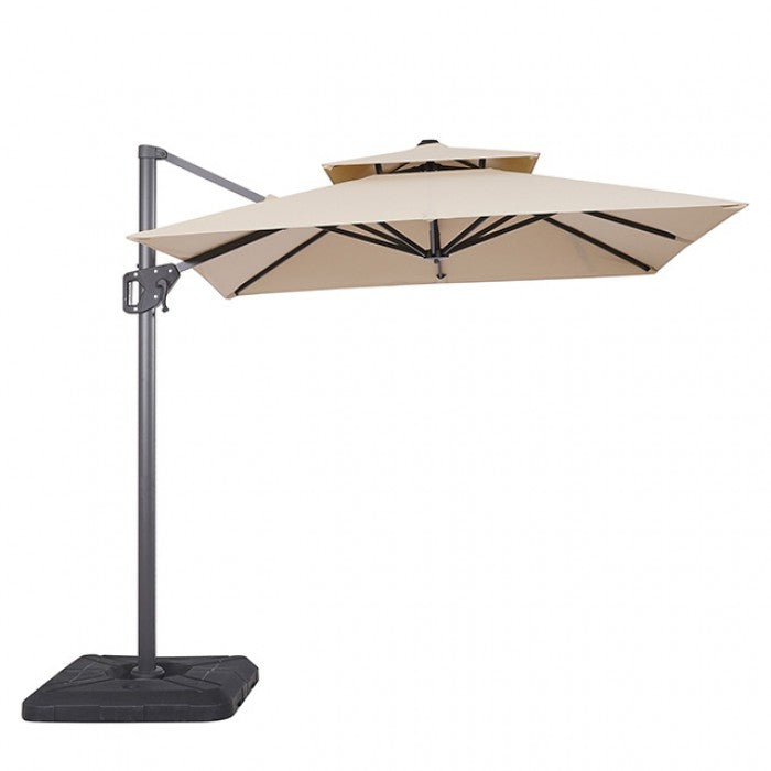 Fida 8 Ft Square Umbrella w/ Double Top Umbrella Beige