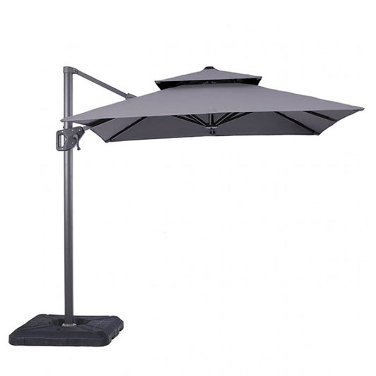 Fida 8 Ft Square Umbrella w/ Double Top Umbrella Gray