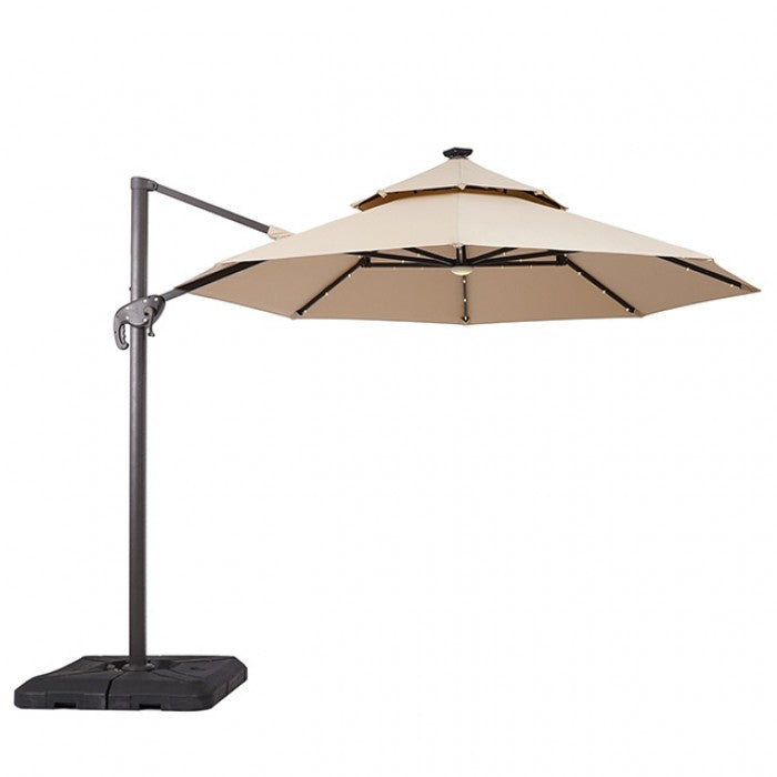 Nuti 10 Ft Round Umbrella w/ LED Light Umbrella Beige