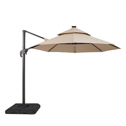 Fera 10 Ft Round Umbrella w/ LED Bulb Umbrella Beige