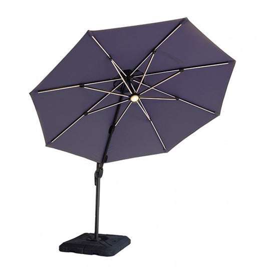 Fera 10 Ft Round Umbrella w/ LED Bulb Umbrella Blue
