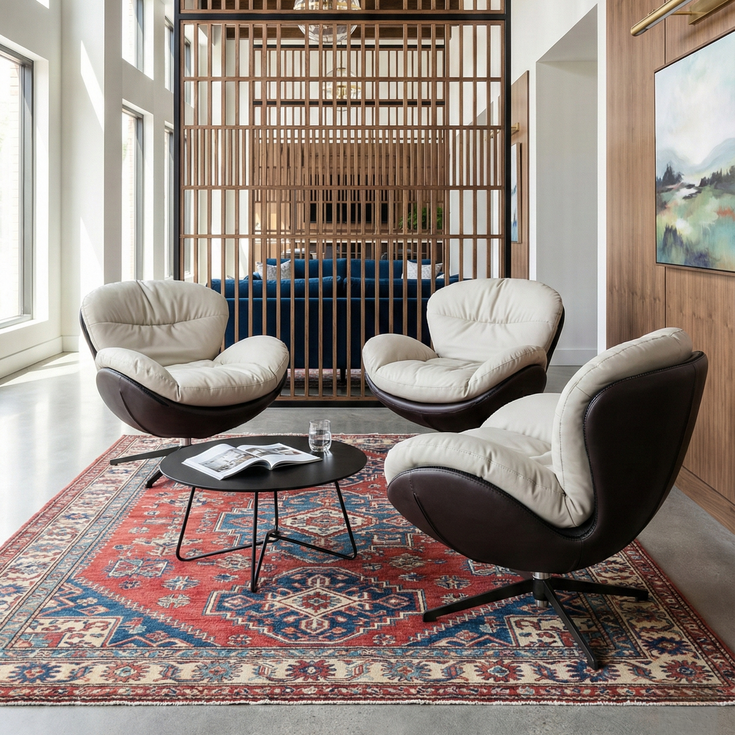 Alexia, Comfy Soft Swivel Lounge Chair, Gray