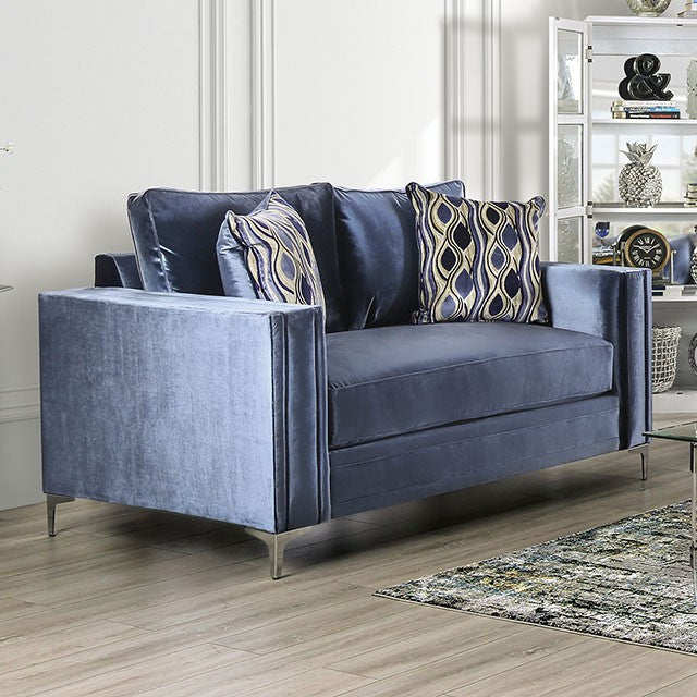 Jodie Loveseat Satin Blue