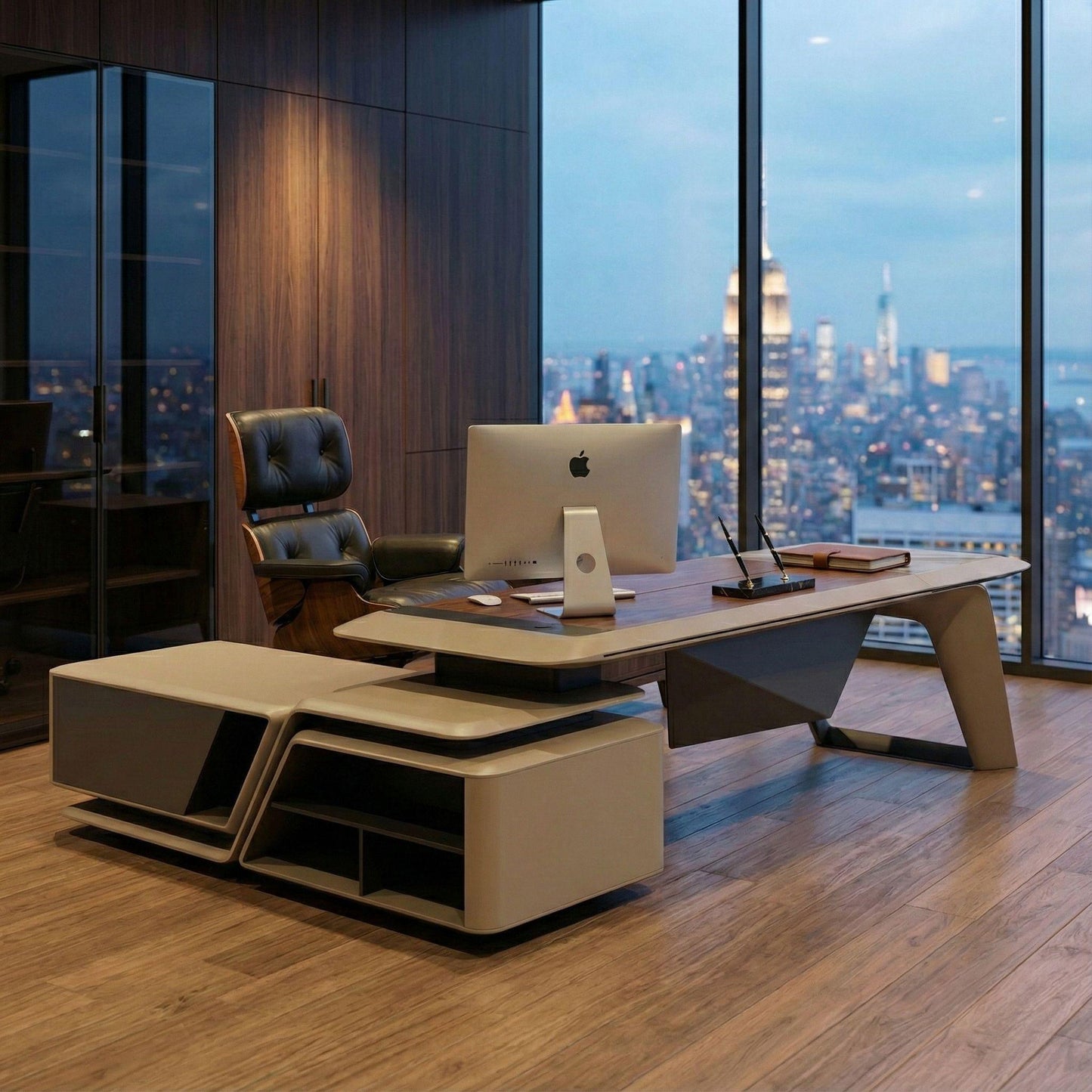 Zen Lunar, Executive Desk & Bookcase