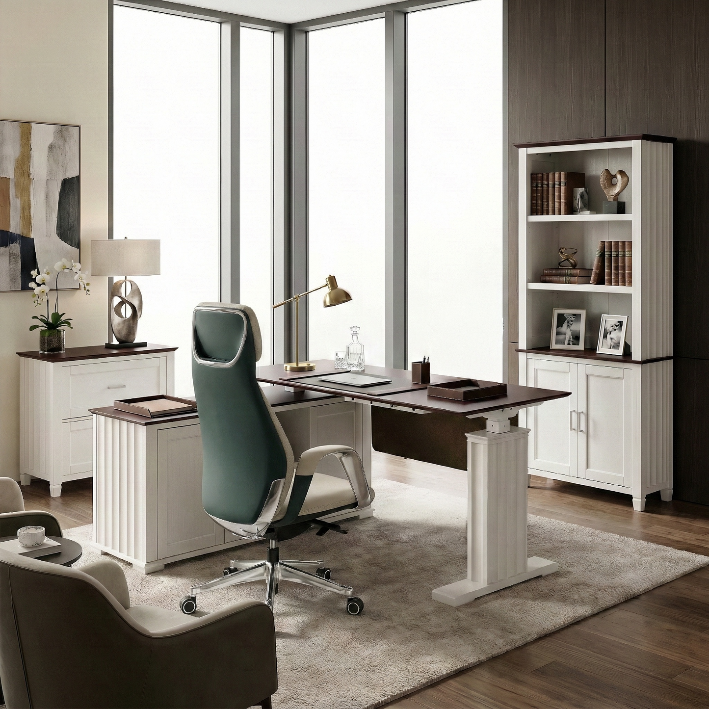 Executive Office Set：Ark ES Standing Desk, Chair & Storage