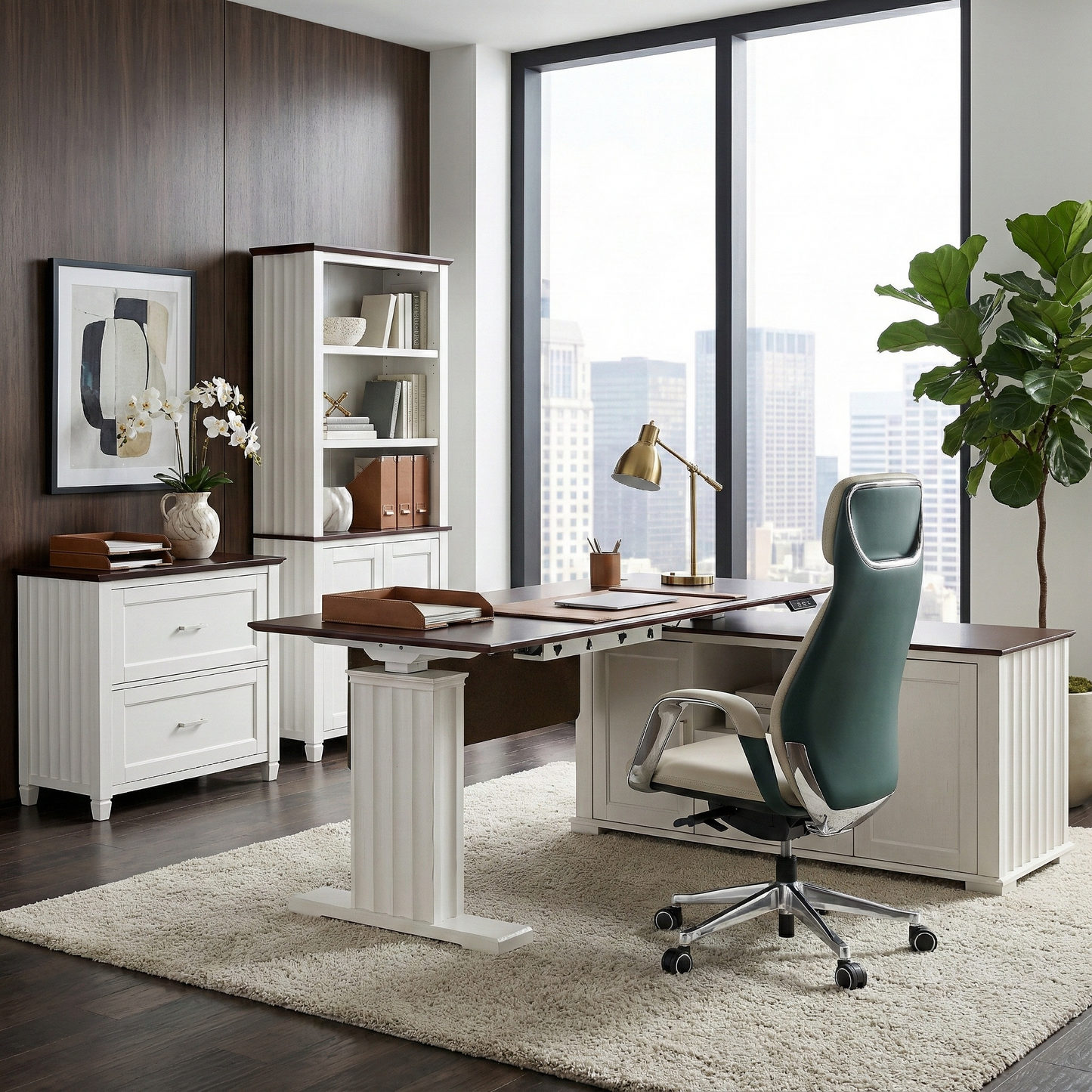 Executive Office Set：Ark ES Standing Desk, Chair & Storage