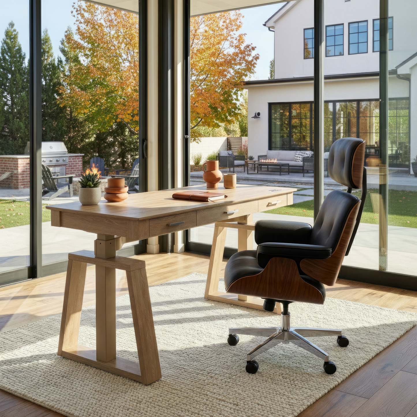 Executive Office Set：Ark EL Standing Desk & Executive Office Chair