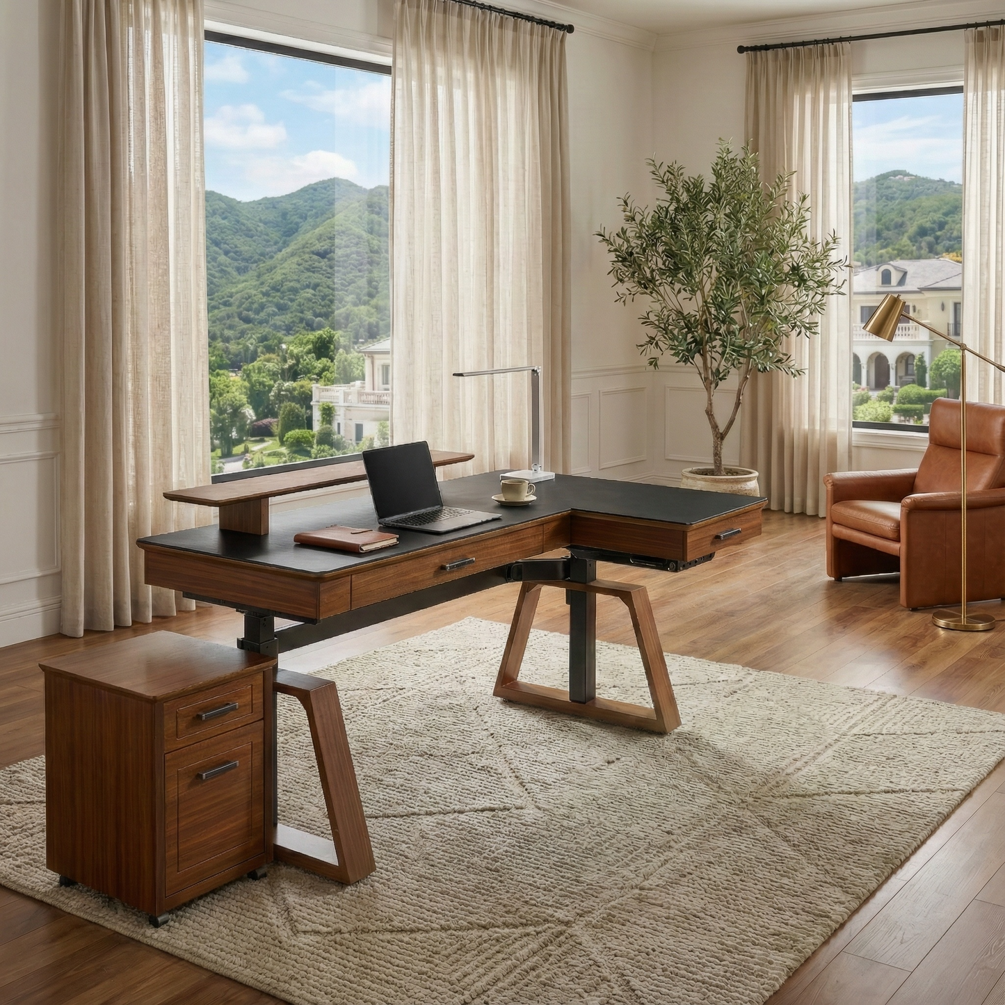 Executive Office Set:  Ark Standing Desk & Premium Executive Chair