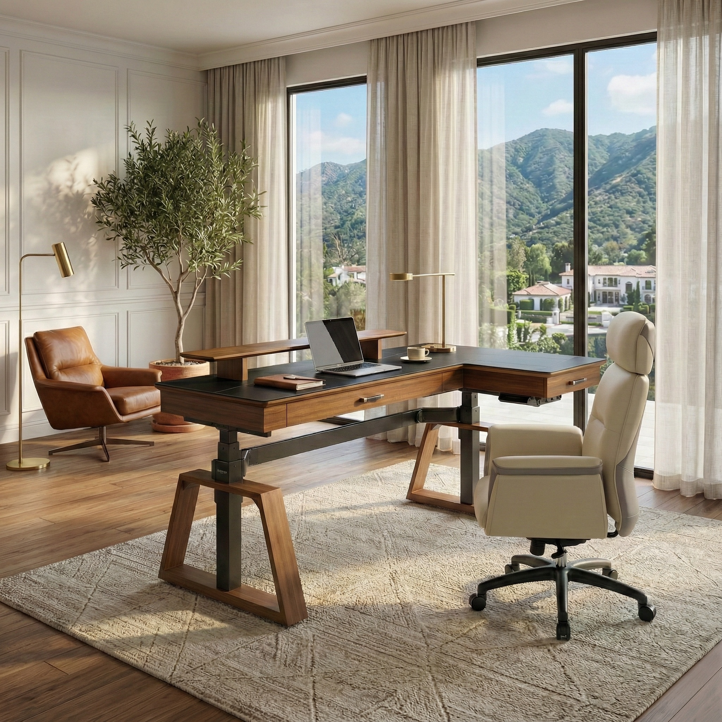 Executive Office Set:  Ark Standing Desk & Premium Executive Chair
