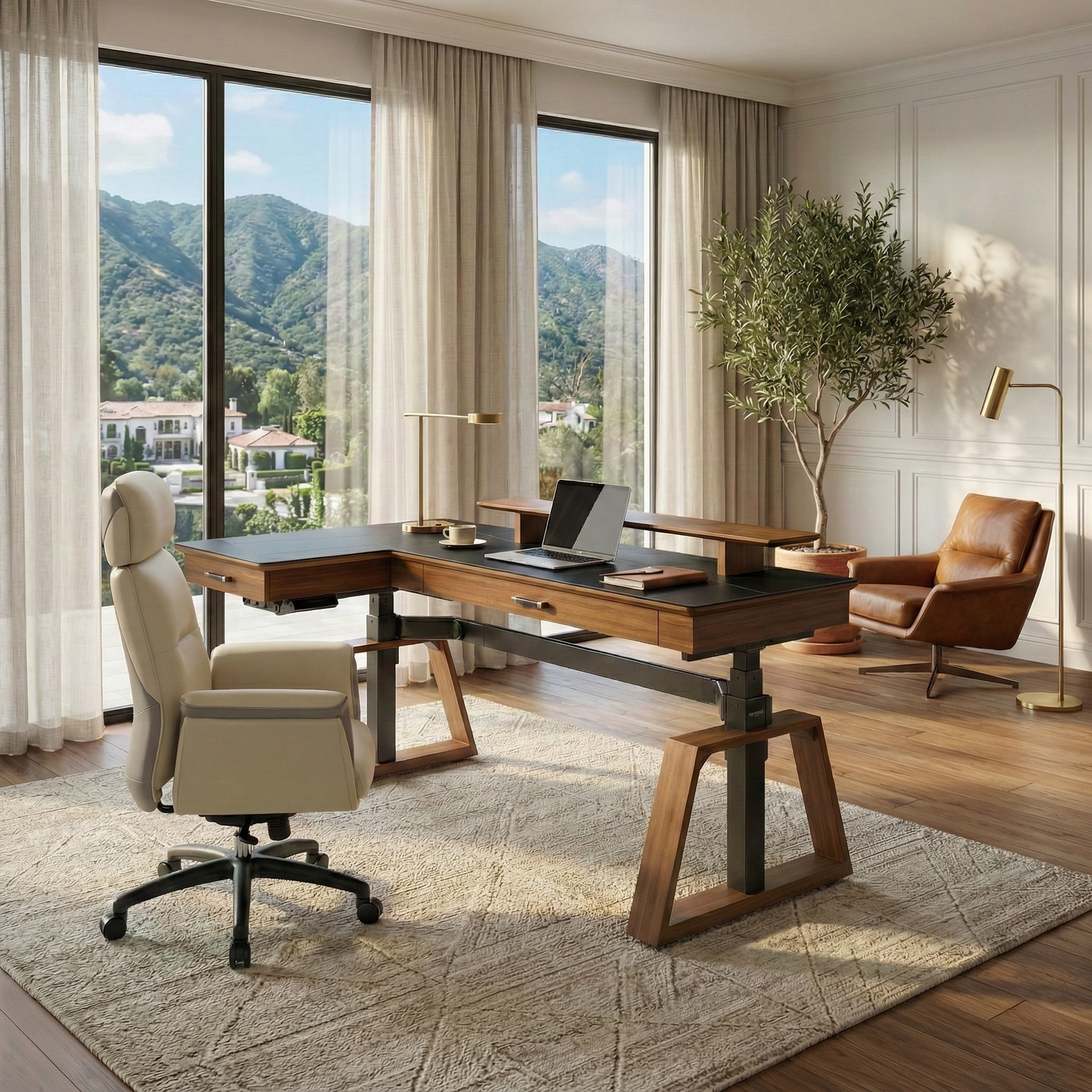 Executive Office Set:  Ark Standing Desk & Premium Executive Chair