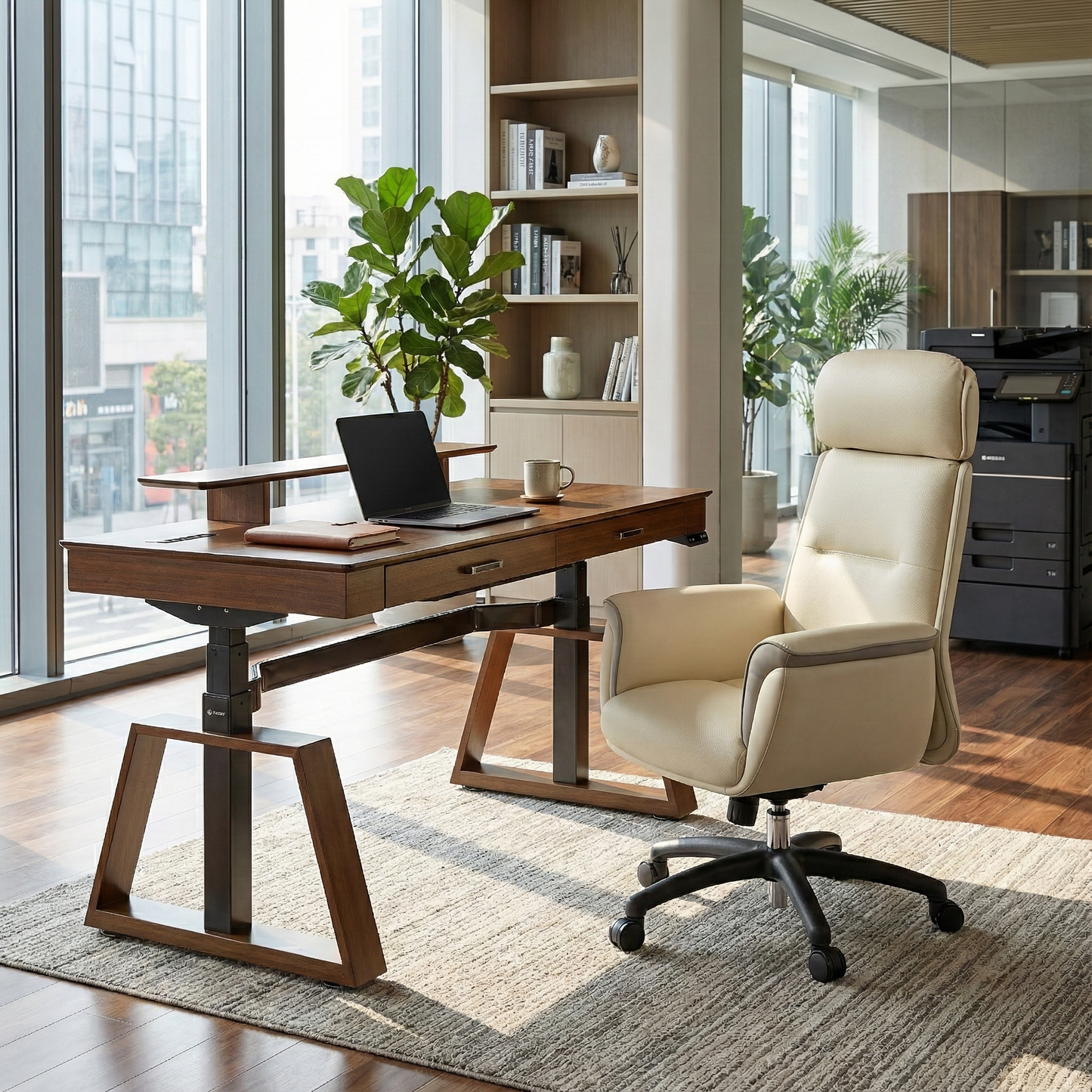 Executive Office Set: Ark Standing  Desk & Luxury Executive Chair