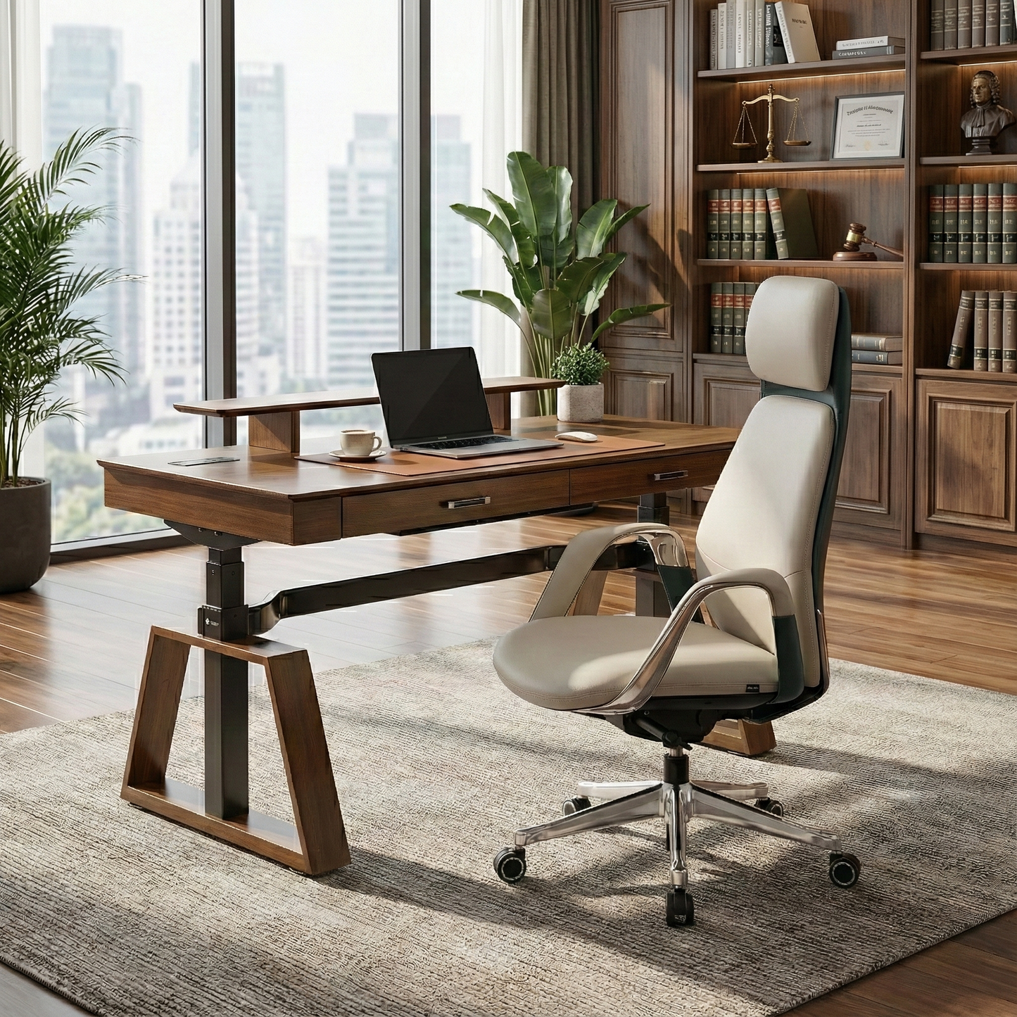 Executive Office Set: Ark Standing  Desk & Luxury Executive Chair