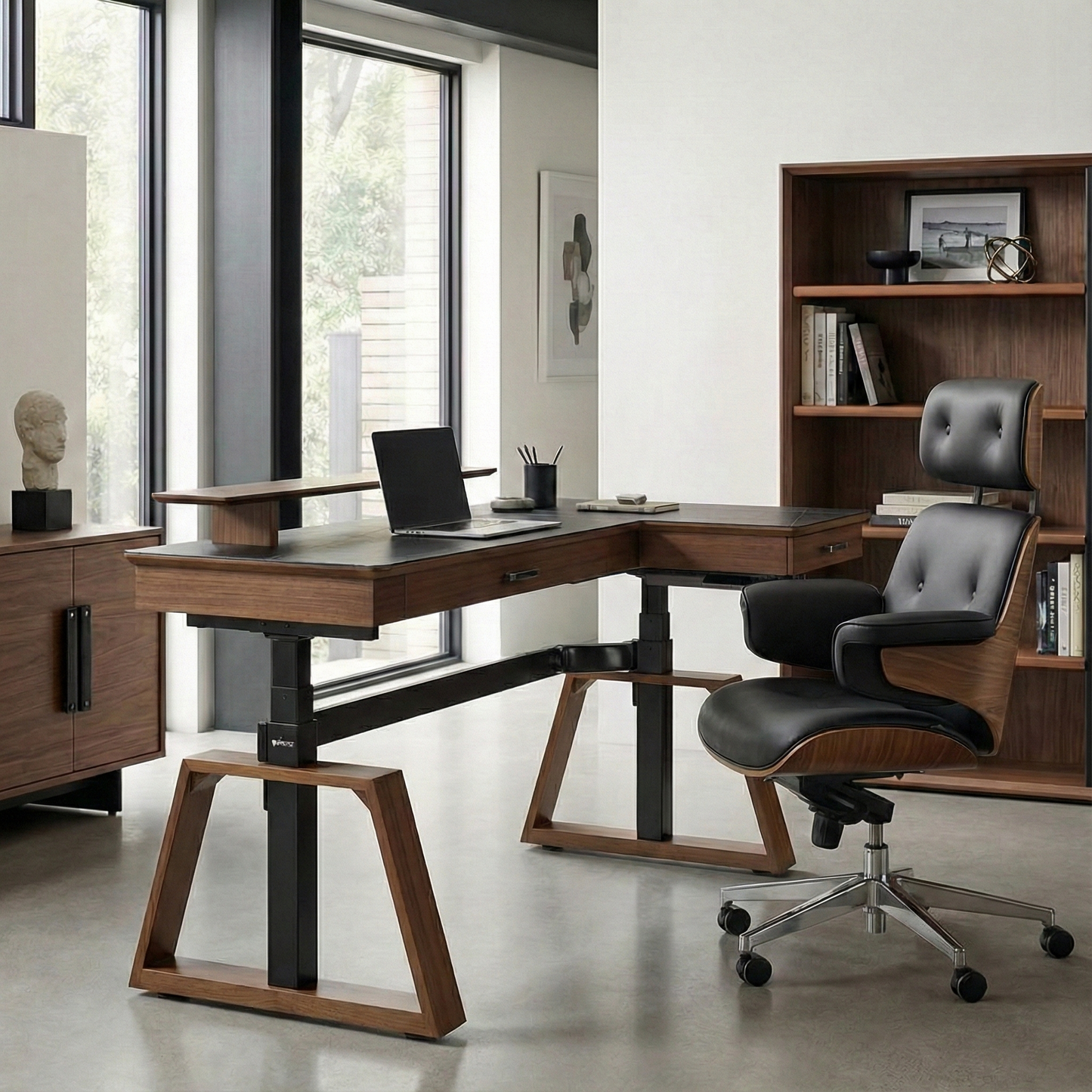 Executive Office Set:  Ark Standing Desk & Premium Executive Chair
