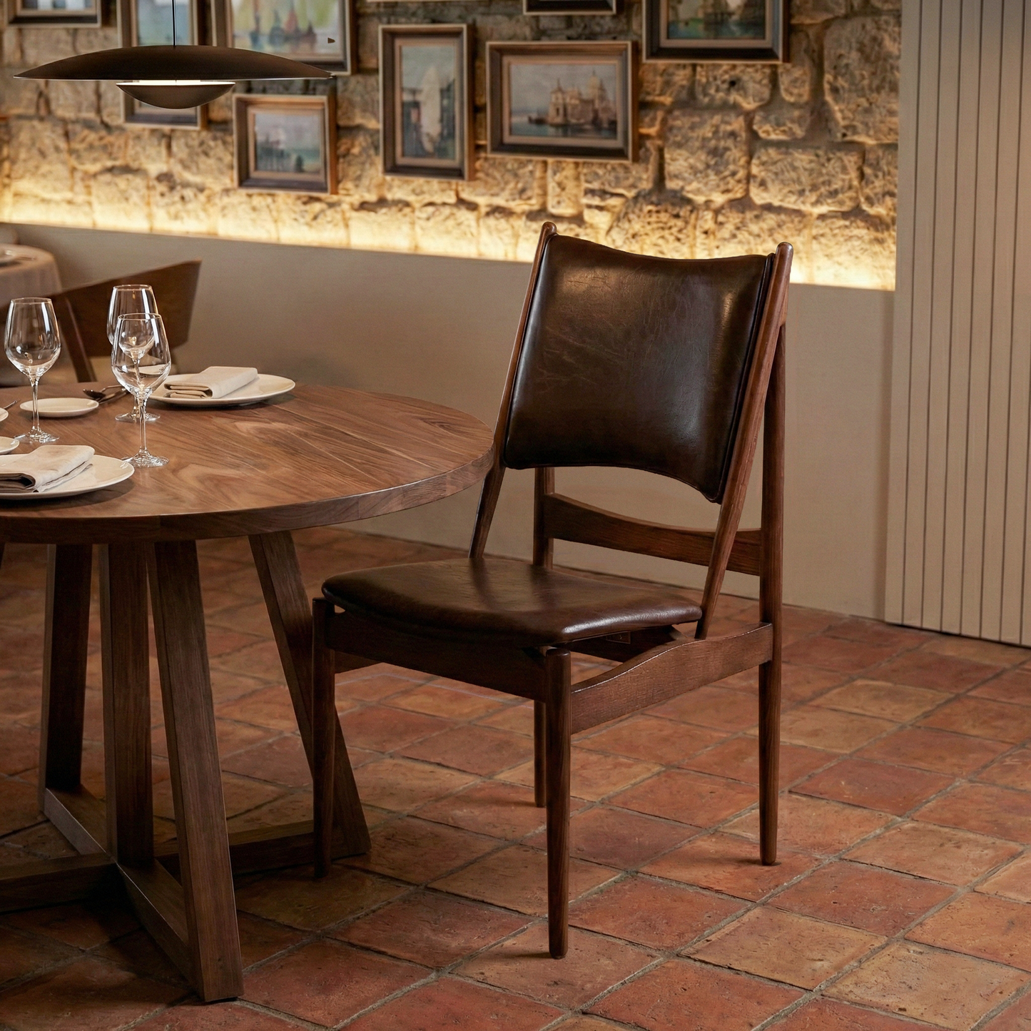 Lavish, Solid Wood Dining Side Chairs Set of 2, Brown