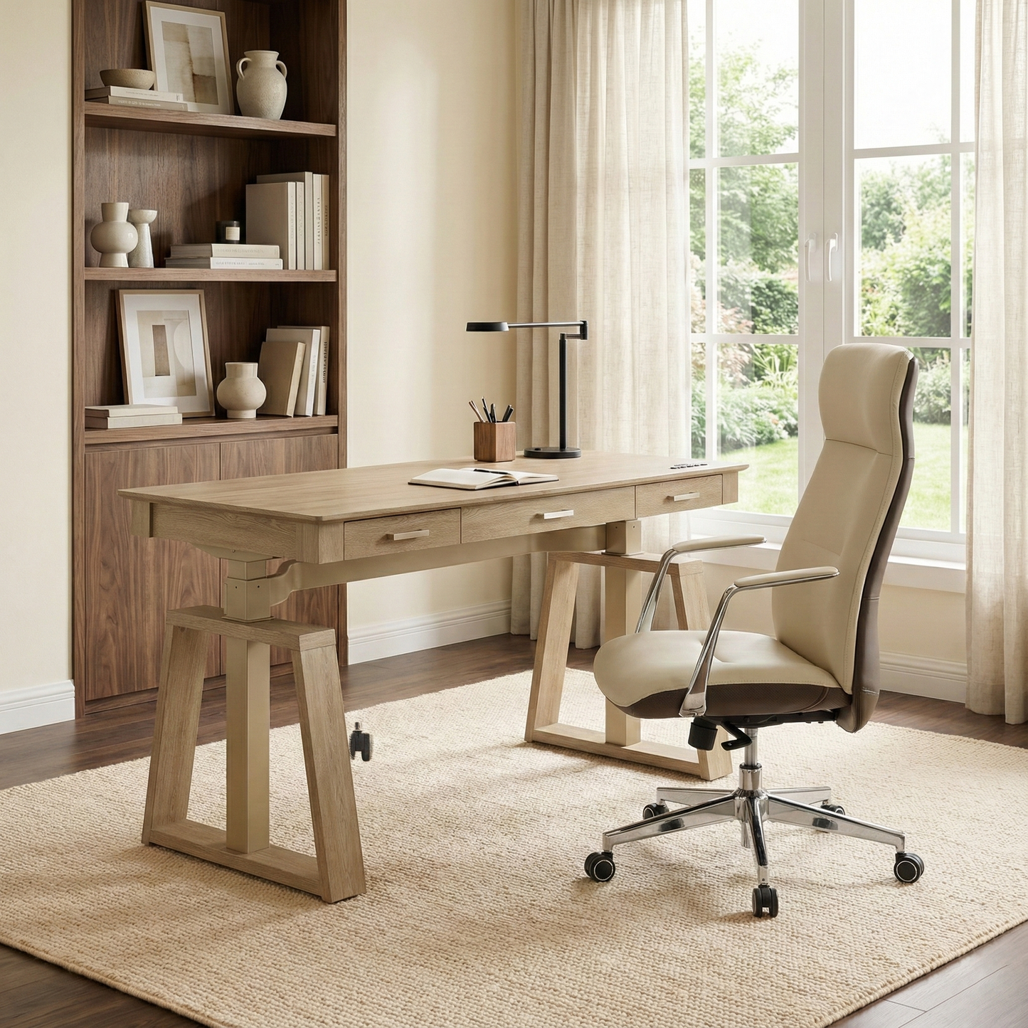Executive Office Set：Ark EL Standing Desk & Executive Office Chair