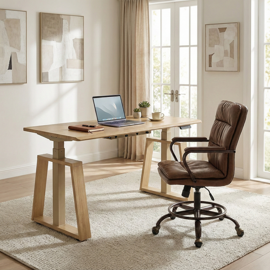Home Office Set: Ark Lite Standing Desk &  PU Leather Chair