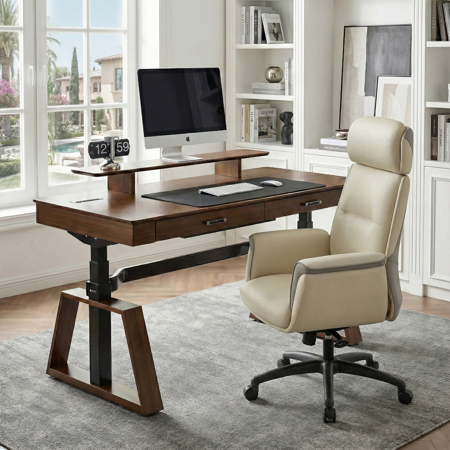 Executive Office Set: Ark Standing  Desk & Luxury Executive Chair