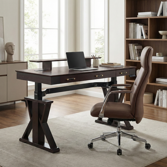 Executive Office Set: Ark SWS Pro Standing Desk & Executive Office Chair