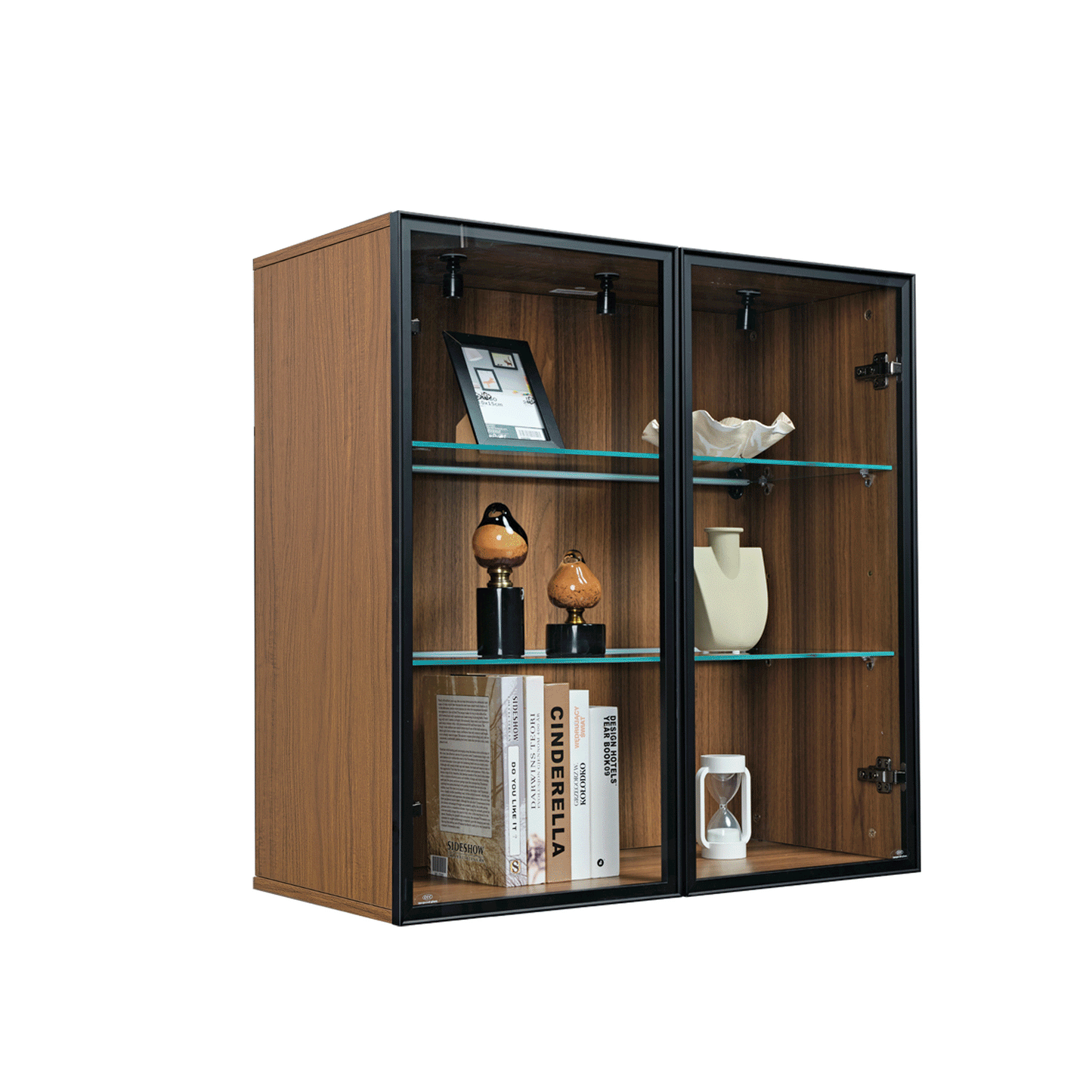 32" Wall Mounted Curio Cabinet with Glass Doors