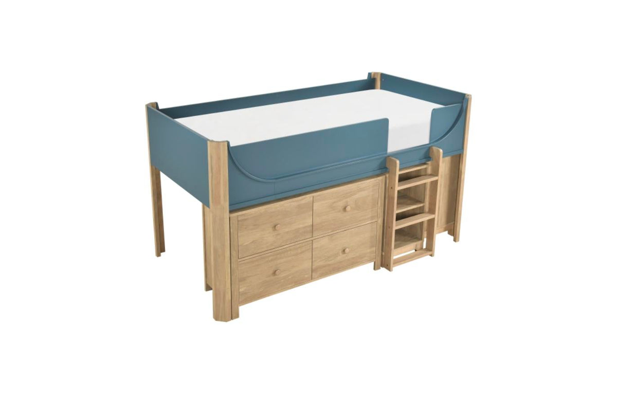 Liam Low Loft Bed with Dresser and Two Bookcases